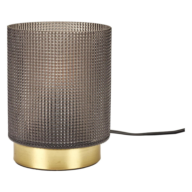 Lampe à Poser en Verre Fumé Embossé Noir Socle Doré Lampe à Poser en Verre Fumé Embossé Noir Socle Doré