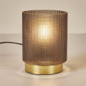 Lampe à Poser en Verre Fumé Embossé Noir Socle Doré