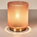 Lampe à Poser en Verre Fumé Embossé Rose Socle Doré
