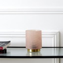 Lampe à Poser en Verre Fumé Embossé Rose Socle Doré