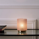 Lampe à Poser en Verre Fumé Embossé Rose Socle Doré