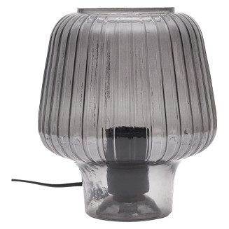 Lampe à Poser en Verre Fumé Embossé Noir Forme Champignon