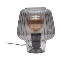 Lampe à Poser en Verre Fumé Embossé Noir Forme Champignon