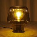 Lampe à Poser en Verre Fumé Embossé Noir Forme Champignon