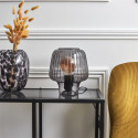 Lampe à Poser en Verre Fumé Embossé Noir Forme Champignon