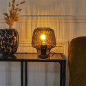 Lampe à Poser en Verre Fumé Embossé Noir Forme Champignon