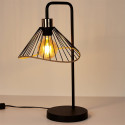 Lampe à Poser Noire Abat-Jour Filaire Finition Rotin