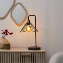 Lampe à Poser Noire Abat-Jour Filaire Finition Rotin