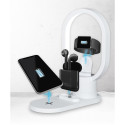 Lampe LED Blanche en Anneau avec Station de Charge 3-en-1 Intégrée