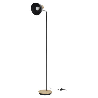 Lampadaire Style Industriel Métal Noir et Bois H145cm