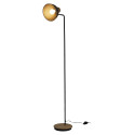 Lampadaire Style Industriel Métal Noir et Bois H145cm