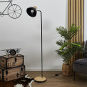 Lampadaire Style Industriel Métal Noir et Bois H145cm
