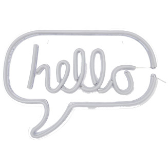 Lampe LED Murale Effet Néon "Hello" Blanc et Rose