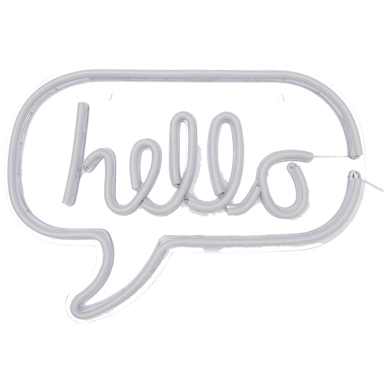 Lampe LED Murale Effet Néon "Hello" Blanc et Rose