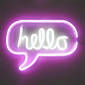 Lampe LED Murale Effet Néon "Hello" Blanc et Rose
