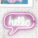 Lampe LED Murale Effet Néon "Hello" Blanc et Rose