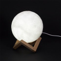 Lampe Veilleuse Tactile Lune 3D Réaliste et Socle Bois