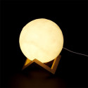 Lampe Veilleuse Tactile Lune 3D Réaliste et Socle Bois