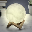 Lampe Veilleuse Tactile Lune 3D Réaliste et Socle Bois