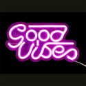 Lampe LED Effet Néon "Good Vibes" Rose à Accrocher ou à Poser