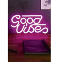 Lampe LED Effet Néon "Good Vibes" Rose à Accrocher ou à Poser