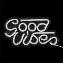 Lampe LED Effet Néon "Good Vibes" Rose à Accrocher ou à Poser