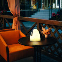 Lampe Sans Fil Blanche Intérieur/Extérieur avec Poignée Métal Noir