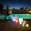 Lampe Cube Sans Fil Blanche Intérieur/Extérieur Eclairage Multicolore avec Télécommande