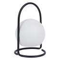 Lampe LED Boule Blanche Intérieur/Extérieur Poignée Socle Métal Noir