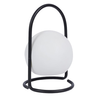 Lampe LED Boule Blanche Intérieur/Extérieur Poignée Socle Métal Noir