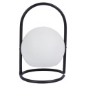 Lampe LED Boule Blanche Intérieur/Extérieur Poignée Socle Métal Noir