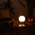 Lampe LED Boule Blanche Intérieur/Extérieur Poignée Socle Métal Noir