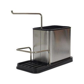 Pack Organisateur d'Evier en Inox 3-en-1 Porte-Eponge + Brosse