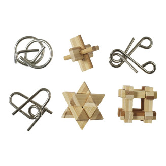 Coffret 6 Casse-Tête en Bois et Métal