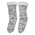 Chaussettes Tressées Fourrées Sherpa Antidérapantes Noires et Blanches