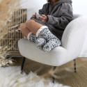 Chaussettes Tressées Fourrées Sherpa Antidérapantes Noires et Blanches