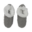 Chaussons Bottines Fourrés Sherpa Antidérapants Gris