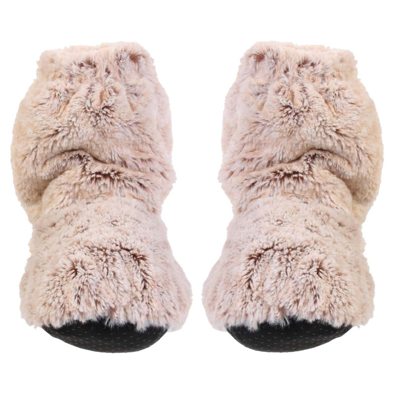 Chaussons Chauffants Micro-ondables Imitation Fourrure Taupe