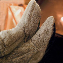 Chaussons Chauffants Micro-ondables Imitation Fourrure Taupe