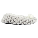 Chaussons Ballerine Ultra doux Imitation Fourrure Sherpa Blanc et Gris Antidérapant avec Pompons