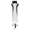 Coussin Peluche Allongé Chat Noir et Blanc 100cm