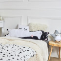 Coussin Peluche Allongé Chat Noir et Blanc 100cm
