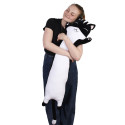 Coussin Peluche Allongé Chat Noir et Blanc 100cm