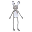 Coussin Peluche Lapin à Longues Pattes Gris et Blanc