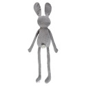 Coussin Peluche Lapin à Longues Pattes Gris et Blanc