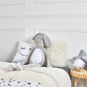 Coussin Peluche Lapin à Longues Pattes Gris et Blanc