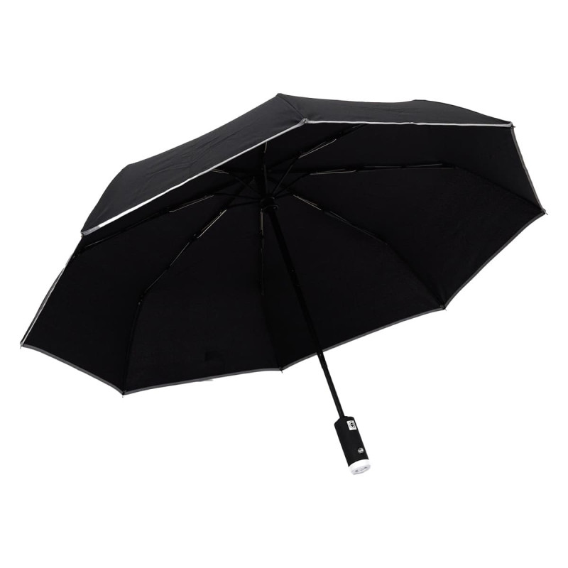 Parapluie Lampe Torche Pliable Automatique Noir avec Housse