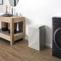Panier à Linge Motif Carreaux de Ciment Beige