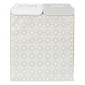 Panier à Linge Double Compartiment Motif Carreaux de Ciment Beige