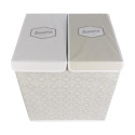 Panier à Linge Double Compartiment Motif Carreaux de Ciment Beige